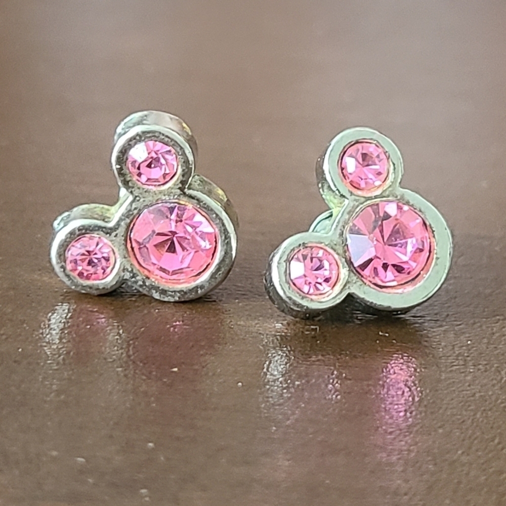 Disney Mickey Mouse Pink Rhinestone Earrings